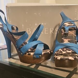 Bakers Vibrant Blue Strappy Heels